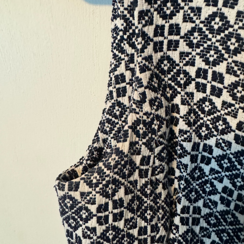 Tory Burch White and Blue Stencil Hourglass Summer Dress - Picture 4 of 10